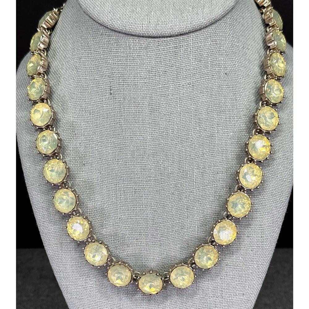 Loft Statement Necklace With Large Iridescent Bea… - image 1